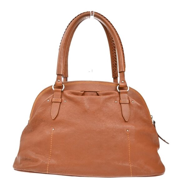 CHRISTIAN DIOR Logo Hand Bag Leather Brown Italy SHW - Picture 2 of 16